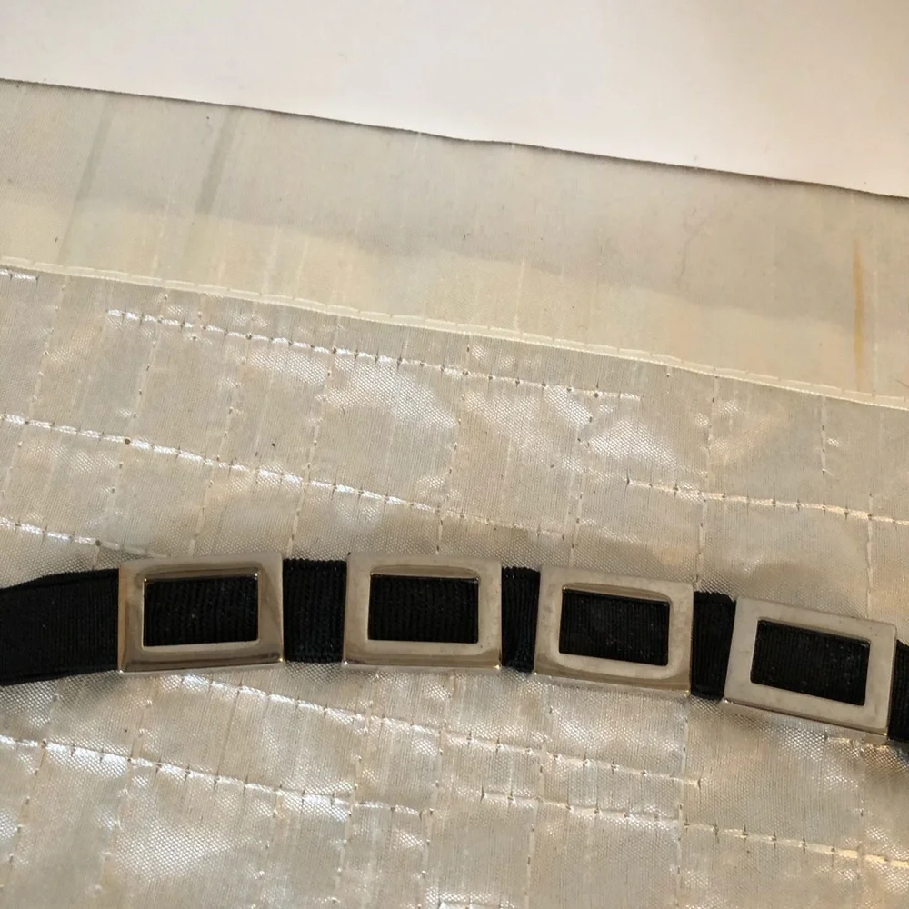 Perry Ellis Black Leather Belt with Silver Buckle